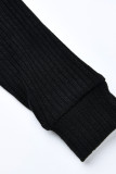 Black Fashion Casual Solid Split Joint Zipper Collar Regular Jumpsuits