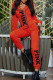 Tangerine Red Casual Print Patchwork Zipper Hooded Collar Long Sleeve Two Pieces
