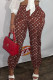 Red Fashion Street Print Patchwork Loose Pencil Bottoms
