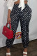 Black And White Fashion Street Print Patchwork Loose Pencil Bottoms