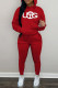 Red Fashion Casual Solid Embroidered Hooded Collar Two Pieces