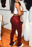 Brown Fashion Casual Solid Bandage Skinny High Waist Pencil Trousers