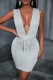 Light Gray Fashion Casual Solid Backless V Neck Sleeveless Dress