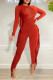 Orange Fashion Casual Print Tassel O Neck Skinny Jumpsuits
