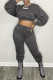 Grey Fashion Casual Solid Basic O Neck Long Sleeve Two Pieces
