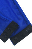 Colorful Blue Sexy Solid Patchwork See-through O Neck Short Sleeve Two Pieces