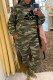 Camouflage Fashion Casual Print Patchwork Hooded Collar Long Sleeve Two Pieces