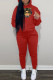Red Fashion Casual Print Letter Hooded Collar Long Sleeve Two Pieces