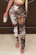 Brown Sexy Street Print Patchwork Regular High Waist Pencil Full Print Bottoms