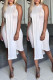 White Fashion Sexy Solid Basic Hooded Collar Sleeveless Two Pieces