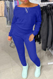 Red Fashion Casual Solid Basic O Neck Long Sleeve Two Pieces