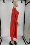 Red Casual Solid Patchwork U Neck Sleeveless Three Pieces