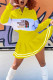 Yellow Fashion Casual Print Patchwork Turndown Collar Long Sleeve Two Pieces