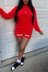Red Casual Print Patchwork O Neck Long Sleeve Two Pieces
