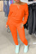 Orange Fashion Casual Solid Basic O Neck Long Sleeve Two Pieces