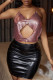 Pink Fashion Sexy Patchwork Hollowed Out Backless Halter Tops