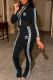 Black Fashion Simplicity Print Patchwork Long Sleeve Two Pieces