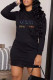 Black Fashion Street Print Patchwork One Step Skirt Dresses