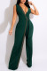 Green Sexy Elegant Print Patchwork With Belt V Neck Straight Jumpsuits