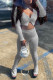 Grey Fashion Casual Solid Basic V Neck Long Sleeve Two Pieces