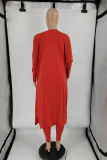Red Casual Solid Patchwork U Neck Sleeveless Three Pieces