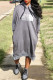 Grey Fashion Casual Letter Patchwork Hooded Collar Straight Dresses