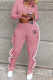 Pink Fashion Simplicity Letter Stringy Selvedge Long Sleeve Two Pieces