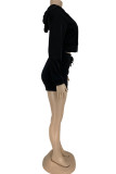 Pink Fashion Casual Solid Patchwork Hooded Collar Long Sleeve Two Pieces