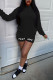 Black Casual Print Patchwork O Neck Long Sleeve Two Pieces