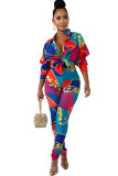 Multi-color adult Fashion Casual Two Piece Suits Print pencil Long Sleeve Two-piece Pants Set