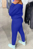 Red Fashion Casual Solid Basic O Neck Long Sleeve Two Pieces