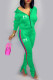 Green Fashion Casual Geometric Letter Long Sleeve Two Pieces