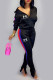 Black Fashion Casual Geometric Letter Long Sleeve Two Pieces