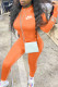 Orange Fashion Casual Print Patchwork O Neck Jumpsuits