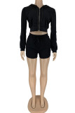 Pink Fashion Casual Solid Patchwork Hooded Collar Long Sleeve Two Pieces