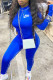 Blue Fashion Casual Print Patchwork O Neck Jumpsuits