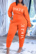 Orange Fashion Casual Letter Print Fold Oblique Collar Regular Jumpsuits