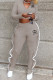 Grey Fashion Simplicity Letter Stringy Selvedge Long Sleeve Two Pieces