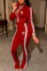 Red Fashion Simplicity Print Patchwork Long Sleeve Two Pieces