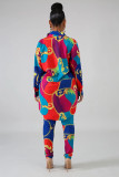 Multi-color adult Fashion Casual Two Piece Suits Print pencil Long Sleeve Two-piece Pants Set