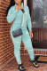 Light Blue Fashion Casual Print Patchwork Long Sleeve Two Pieces