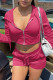 Rose Red Fashion Casual Solid Patchwork Hooded Collar Long Sleeve Two Pieces