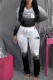 Black Casual Gradual Change Print Patchwork Fold O Neck Long Sleeve Two Pieces