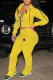 Yellow Fashion Street Print Letter Hooded Collar Long Sleeve Two Pieces