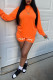 Tangerine Red Casual Print Patchwork O Neck Long Sleeve Two Pieces