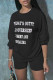 Black Fashion Casual Letter Print Basic O Neck Short Sleeve Two Pieces