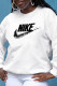 White Fashion Sportswear Print Patchwork Letter O Neck Tops