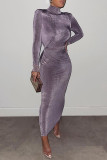 Brown Fashion Solid Basic Turtleneck Long Sleeve Dresses