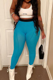 Red Sexy Sportswear Print Hollowed Out Patchwork Regular High Waist Pencil Solid Color Bottoms