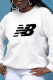 White Fashion Sportswear Print Patchwork O Neck Tops